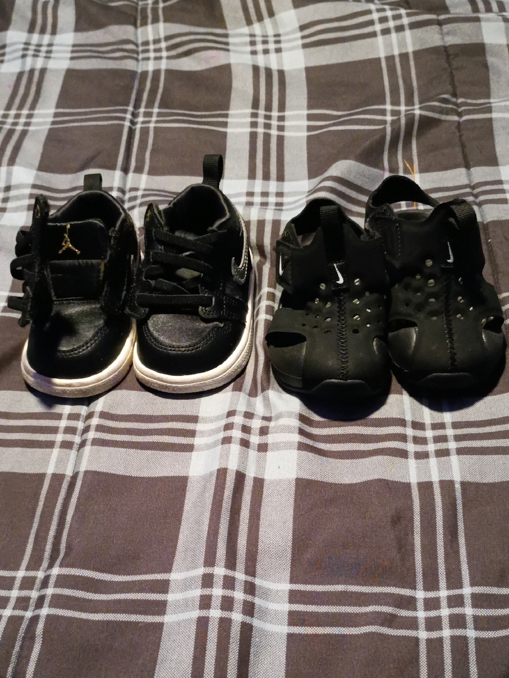 Kids Black Nike &  Jordan Shoe Set Casual Sneakers and Water Shoes